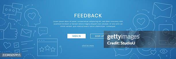 feedback web banner moderne vektor illustration - feedback kommunikation stock-grafiken, -clipart, -cartoons und -symbole