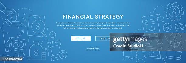financial strategy web banner modern vector illustration - balancing checkbook stock illustrations