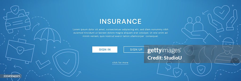 Insurance Web Banner Modern Vector Illustration