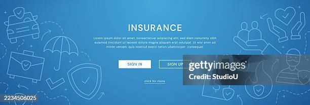 insurance web banner modern vector illustration - insurance technology stock illustrations