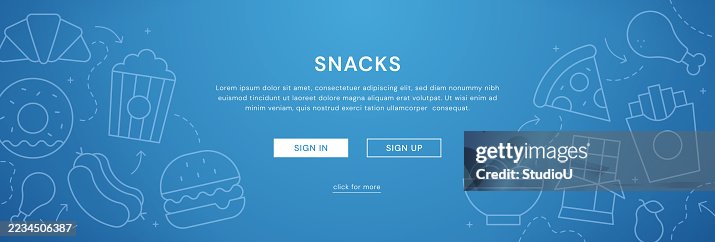 Snacks Web Banner Modern Vector Illustration Snacks Web Banner Modern Vector Illustration