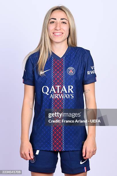Olga Carmona of PSG poses for a portrait during the official UEFA Women's Champions League 2025/26 portrait session at PSG Campus on September 11,...