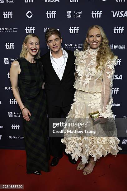 Sarah Gadon, Mae Martin, and Toni Collette attend the premiere of "Wayward" during the 2025 Toronto International Film Festival at TIFF Lightbox on...