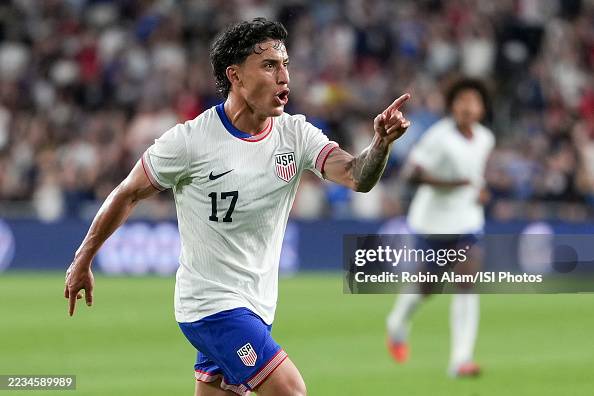 Alejandro Zendejas of the United States scores a goal and