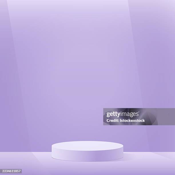 plain purple background with empty circular podium - empty window display stock illustrations