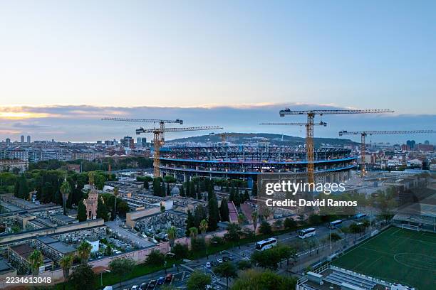 General view of the Spotify Camp nou Stadium under construction on September 10, 2025 in Barcelona, Spain. FC Barcelona announced yesterday that...