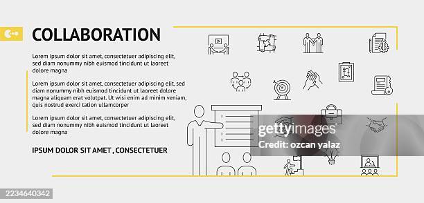 vector illustration collaboration concept set. design for web page, banner, poster, print, etc. vector illustration. - helping neighbor stock illustrations