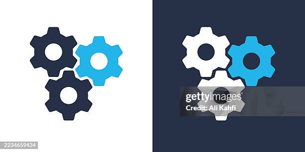 cog wheels glyph solid icon. solid icon that can be applied anywhere, simple, pixel perfect and modern style. - gear shift stock illustrations