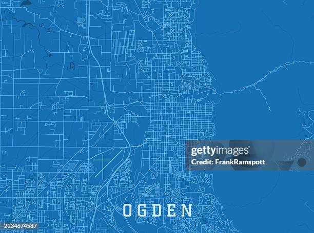 ogden ut city vector road map blue horizontal - ogden utah stock illustrations