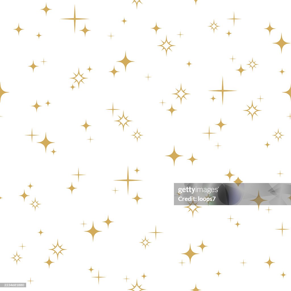 Nahtloses goldenes Sternmuster auf weißem Hintergrund