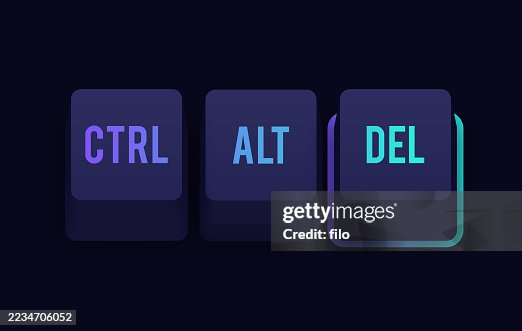 Control Alt Delete Del Key Modern Keyboard Blue Gaming 3D Isometric Keys Control Alt Delete Del Key Modern Keyboard Blue Gaming 3D Isometric Keys