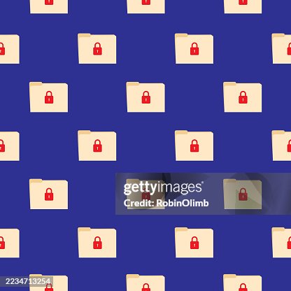 Locked Folders Blue Background Seamless Pattern Locked Folders Blue Background Seamless Pattern