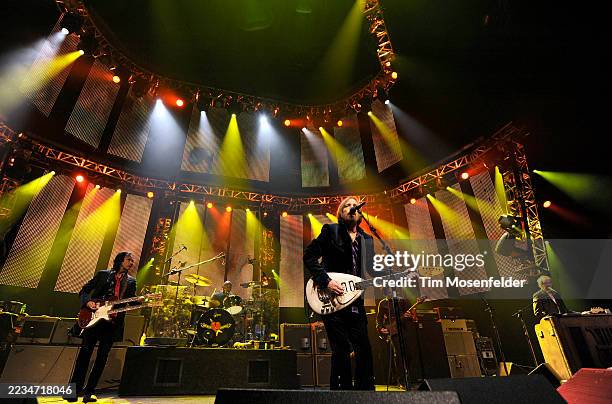 Mike Campbell, Stephen Ferrone, Tom Petty, Ron Blair, and Benmont Tench of Tom Petty & The Heartbreakers perform in advance of the bands' Mojo...