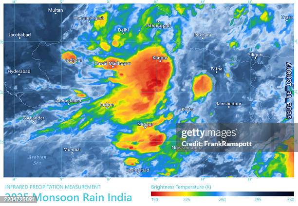 monsoon rain 20250831 precipitation map india - weather radar graphic stock illustrations