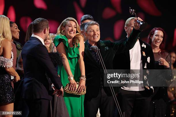 Dermot O'Leary, Alison Hammond, Dr Zoe Williams, Cat Deeley, Ben Shephard and Dr Scott Miller accept the ‘Daytime’ Award for 'This Morning' during...