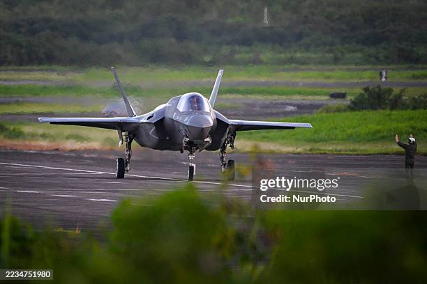 Marines F-35B jet prepares to land at Jose Aponte de la Torre Airport on September 13 in Ceiba, Puerto Rico.