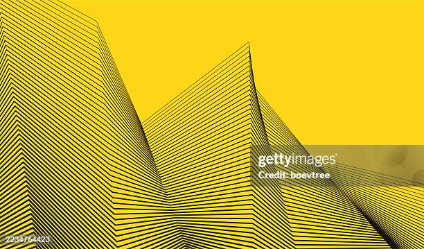 straight broken black lines thick change smooth gradient transition to thin on yellow background - folded corner stock illustrations
