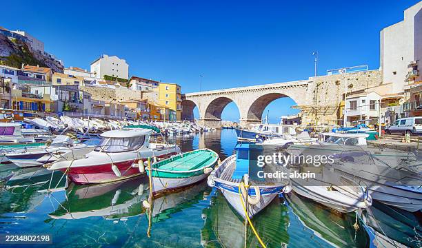 harbor at vallon des auffes, france - marseille stock pictures, royalty-free photos & images
