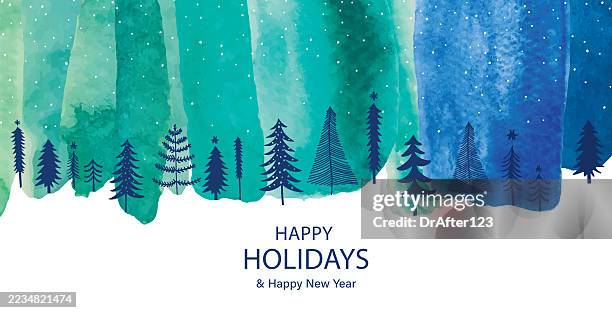festliche winterlandschaft - feiertag stock-grafiken, -clipart, -cartoons und -symbole