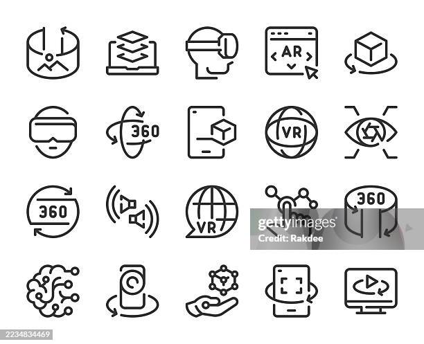 virtual reality - line icons - camera sensor stock illustrations