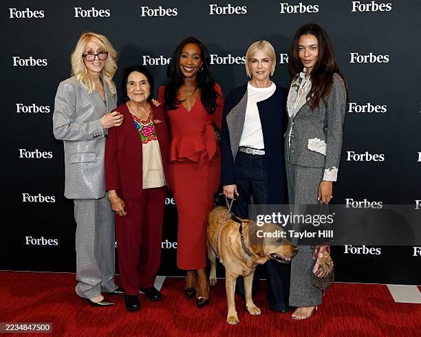 Judith Light, Dolores Huerta, Abby Phillip, Scout, Selma Blair, and Aurora James attend the 2025 Forbes Power Women's Summit at Jazz at Lincoln...