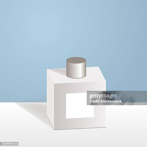 simple white square container with metallic cap on light background - cap mockup stock illustrations