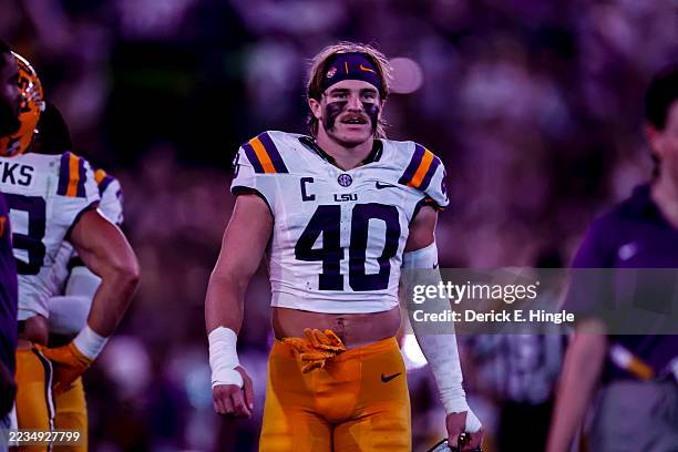 Whit Weeks of the LSU Tigers on the sideline during the first half of a game against the Louisiana Tech Bulldogs at Tiger Stadium on September 6,...
