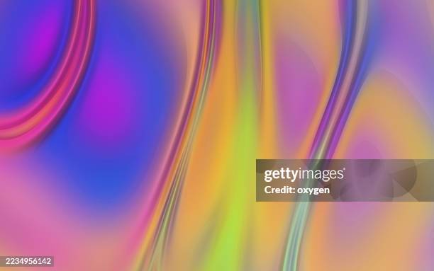 soft gradient abstract with flowing colorful waves background. abstract background featuring smooth, flowing waves in pastel purple, orange, pink, and yellow gradients - glatte oberfläche stock-fotos und bilder