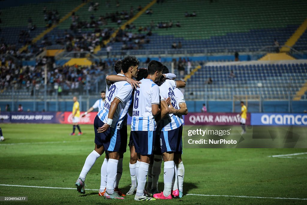 Mostafa Fathi Pyramids Mostafa Ziko of Pyramids celebrates with a teammate after scoring the ...