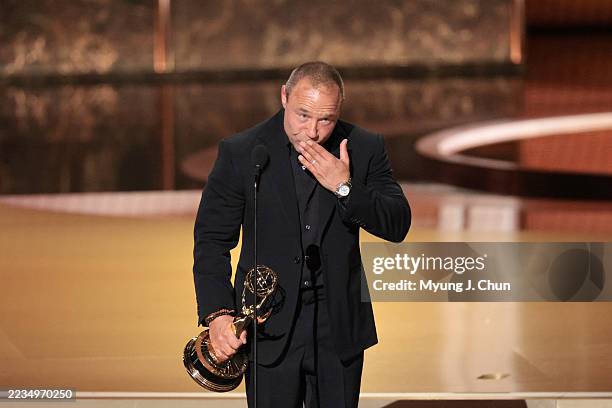 Los Angeles, CA September 14, 2025 Stephen Graham accepts the award for lead actor in a limited series for "Adolescence" during the show at the 77th...