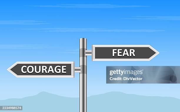fear-courage signboard - roadside billboard stock illustrations