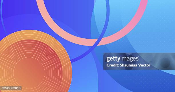 colorful circle design on blue textured background - powerpoint presentation template stock illustrations