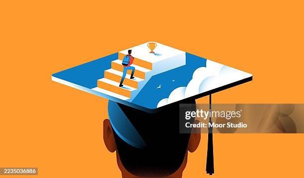 education, victory, success concept vector illustration - university stock illustrations