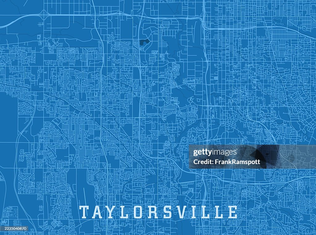 Taylorsville UT City Vector Road Map Blue Horizontal