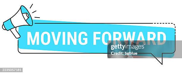 moving forward - speech bubble and megaphone on white background - text call out stock illustrations