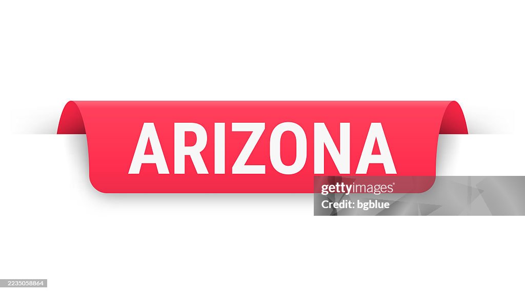 Arizona - Rotes Banner, Lesezeichen, Band, Etikett auf weißem Hintergrund