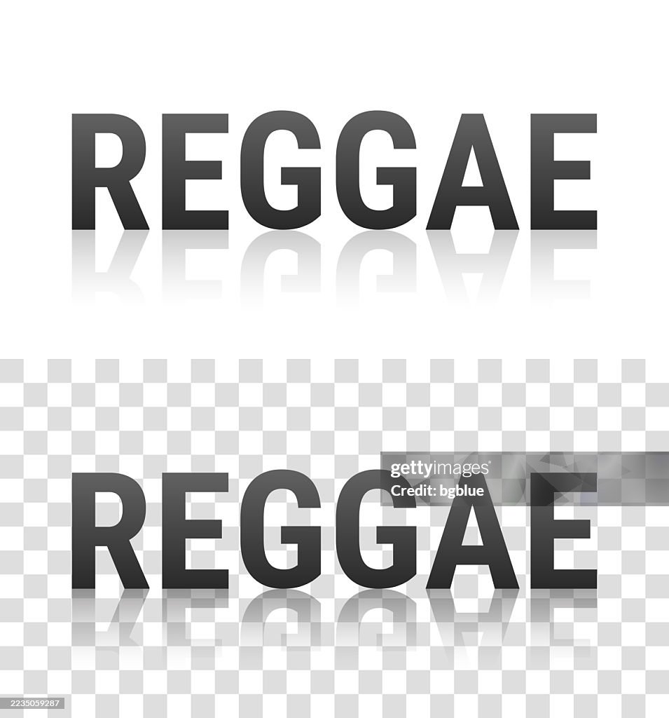 Reggae - Text with reflection on transparent background