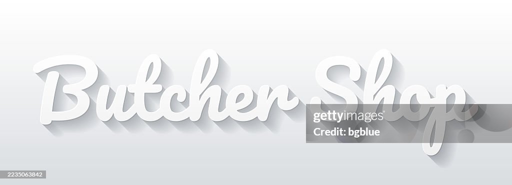 Butcher Shop - Flat Design with paper cut effect on blank background