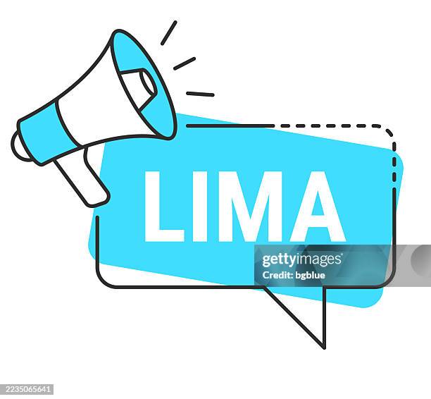 lima - speech bubble and megaphone on white background - lima stock illustrations