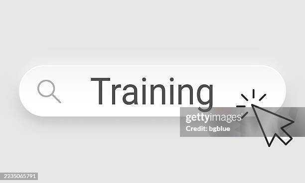 training - suchleiste mit cursor auf leerem hintergrund - sporttraining stock-grafiken, -clipart, -cartoons und -symbole