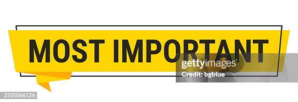 most important - yellow speech bubble on white background - instant chat stock illustrations