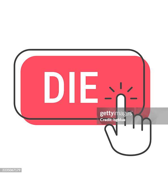 die - click button with hand cursor on white background - switch button stock illustrations