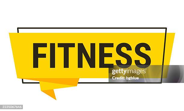fitness - yellow speech bubble on white background - conversation concept studio stock illustrations