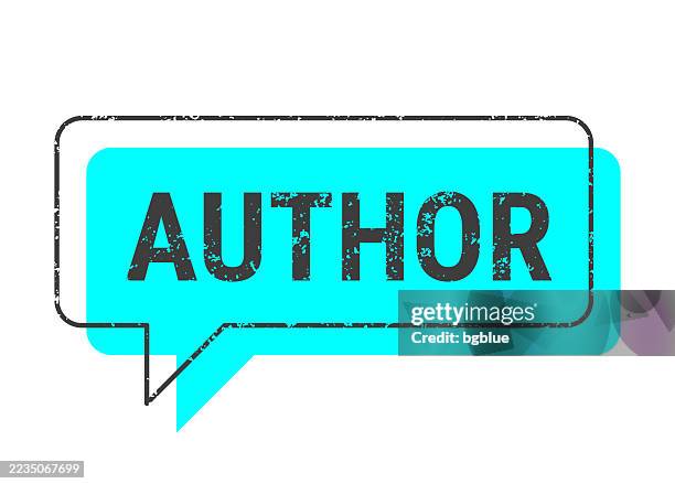 author - blue grunge speech bubble on blank background - poet stock illustrations