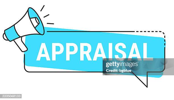 appraisal - speech bubble and megaphone on white background - checking boxes stock illustrations