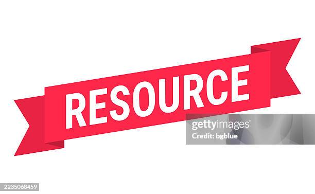 resource - red banner on white background - information resources stock illustrations
