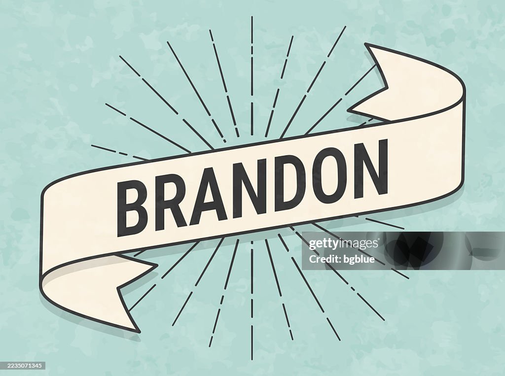 Brandon - Male name - Banner in retro vintage style - Old textured paper