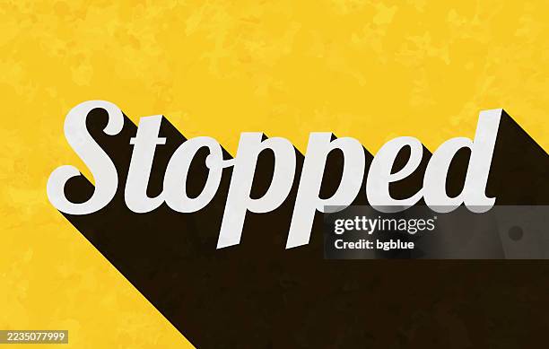 stopped - text with long shadow on textured yellow background - pulled over by police stock illustrations