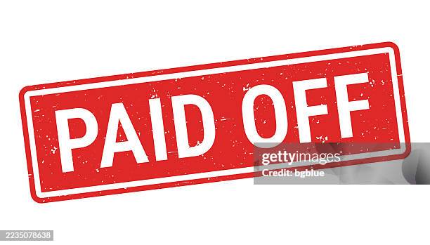 paid off - red rubber stamp on white background - bribing stock illustrations