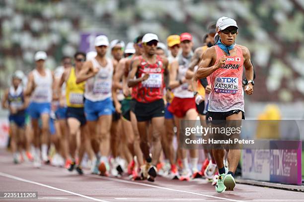 Hayato Katsuki of Team Japan competes during the Men's 35 Kilometres Race Walk on day one of the World Athletics Championships Tokyo 2025 at National...